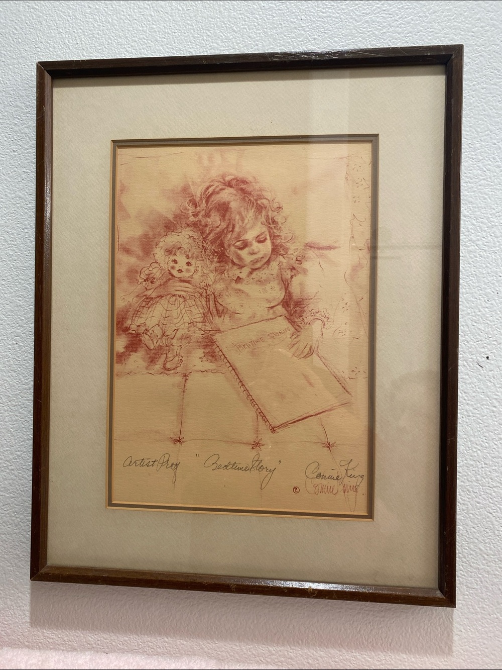 ORIGINAL ARTIST PROOF VINTAGE ‘BEDTIME STORY” CONNIE KING LITHOGRAPH